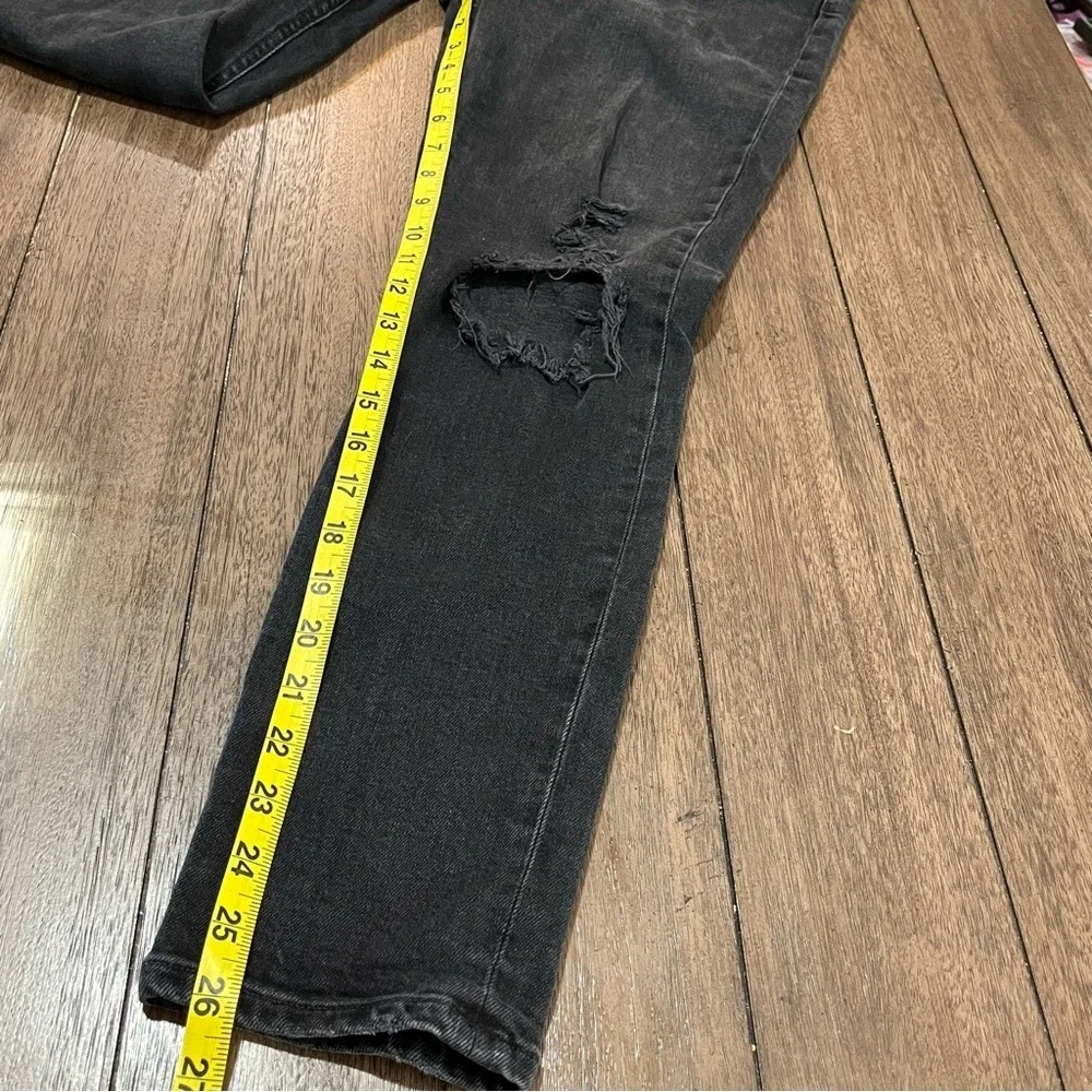 AGOLDE Nico High Rise Slim Straight Jeans Washed Black‎ Distressed Button Fly 29